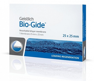 BIO-GIDE 25X25 ММ, РЕЗОРБИРУЕМАЯ ДВУХСЛОЙНАЯ БАРЬЕРНАЯ МЕМБРАНА, Geistlich Pharma AG, Швейцария